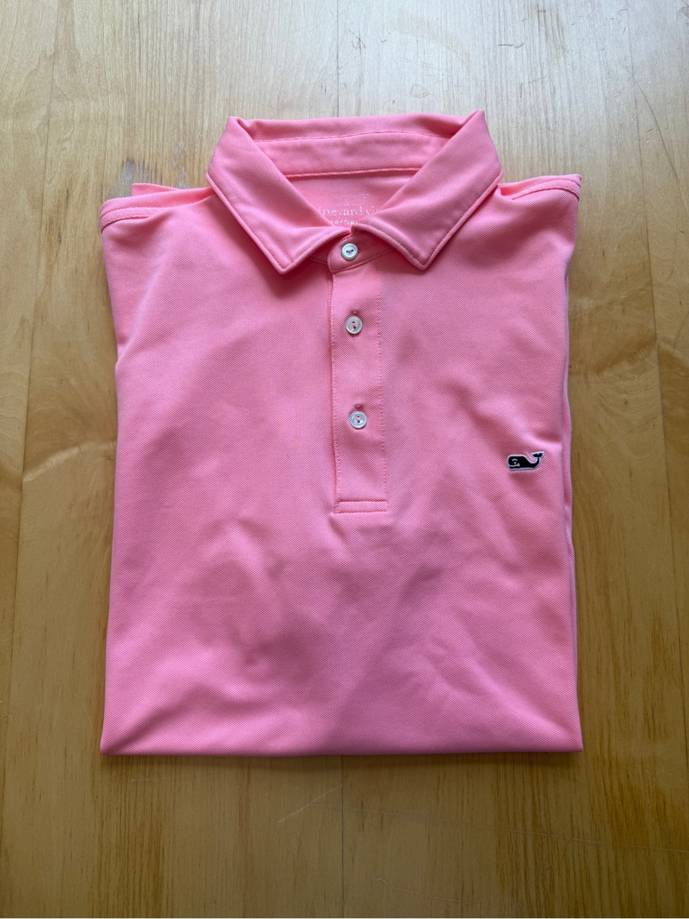 Vineyard Vines Performance Polo Men L Coral Pink Whale Golf